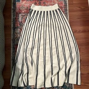 Pull-on flare sweater-skirt in textured stripe